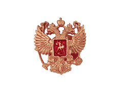 Серебряный значок Герб России 18 х 20 с позолотой